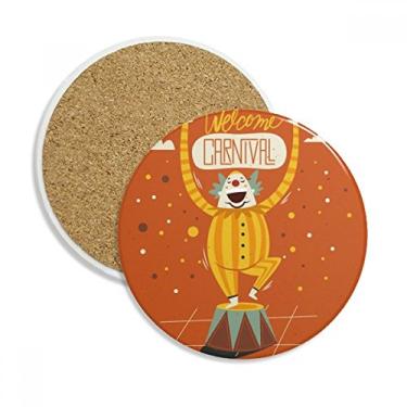 Imagem de Caneca de porta-copos Happy Carnival Of Venice com cabeça de palhaço, pedra absorvente de proteção de mesa