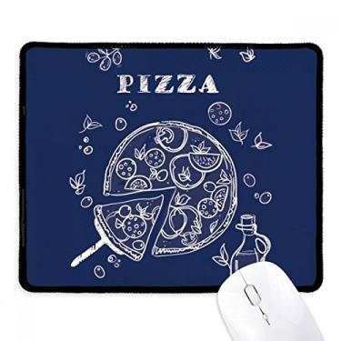 Imagem de Line, desenho, pizza, alimentos italianos, mouse pad, jogo escritório, preto, bordas costuradas, presente