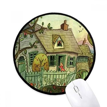 Imagem de Mouse pad Miaoji Pintura Aquarela Gato Downtown Girl Tapete Redondo para Escritório para Computador