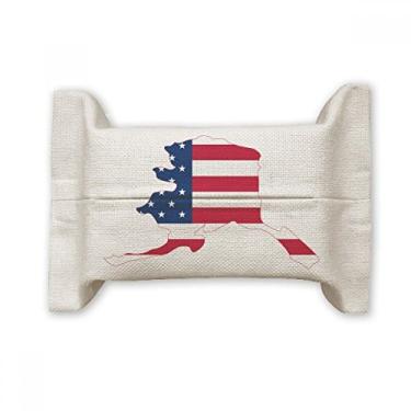 Imagem de Mapa Estrelas Listras Bandeira em Formato de Alaka USA Suporte para Papel de Papel Facial Lenço Bolsa de Algodão