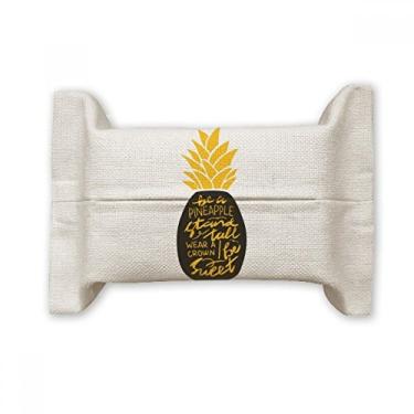 Imagem de Bolsa de linho de algodão com citação amarela Be a Sweet Pineapple