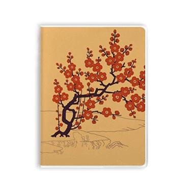 Imagem de Caderno de flores vermelhas da cultura japonesa, capa de goma para diário