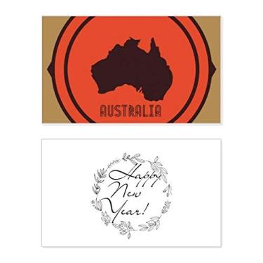 Imagem de Mapa da Austrália, ilustração vermelha e preta, festival, ano novo, cartão de felicitações, mensagem abençoada presente