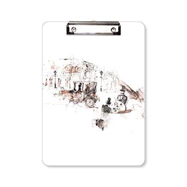 Imagem de British Architecture Vintage Carro Aquarela Pasta, Bloco de Escrita Placa de Apoio A4