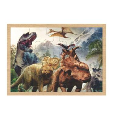 Imagem de Quebra-Cabeça Gigante Dinossauros Brinquedo Educativo Em Mdf - Maninho