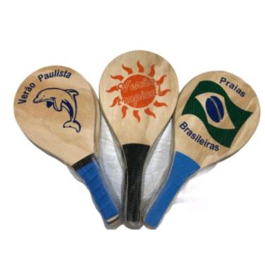 Imagem de Kit Raquete de frescobol jogo com 2 Raquetes e uma bolinha