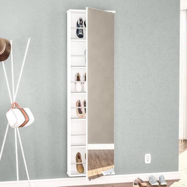 Imagem de Sapateira Compacta com Espelho e 5 prateleiras para 12 Pares Itabuna - Branco