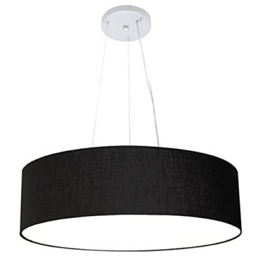 Imagem de Lustre Pendente Cilíndrico Cúpula Tecido 80x15 cm, Vivare Iluminação, Pendente4136 PR, Preto, Gigante