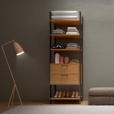 Imagem de Módulo Closet 2 Gavetas TW401 Dalla Costa Freijó/Preto Fosco