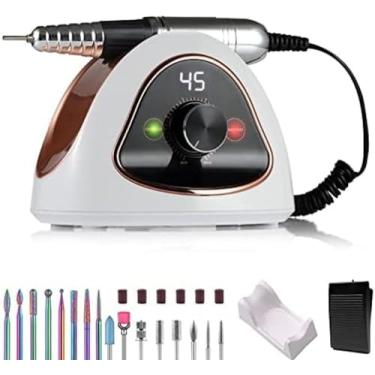 Imagem de Cortador De Unhas 68 W Cortador De Unhas Profissional Para Unhas De Gel 45000 Rpm, Conjunto De Manicure E Pedicure 16 Em 1 Com Pedal, Cortador Para Unhas De Gel Gel Acrílico De Cutícula,Branco,YUY