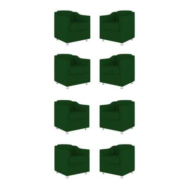 Imagem de Kit 08 Cadeiras Poltronas Decorativas Sala De Espera Clinica Tecido Cor:verde
