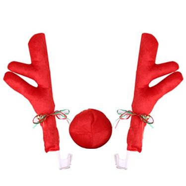Imagem de Chifres De Rena Para Carros, Nariz De Chifres De Rena Do Carro Com Sinos De Jingle, Decorações De Carro De Natal Chifres Kit Acessórios De Férias Automóveis(Vermelho)