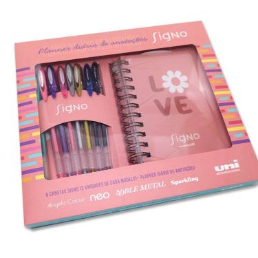 Imagem de Planner Diário de Anotações + 8 Canetas Gel Signo Uni-ball