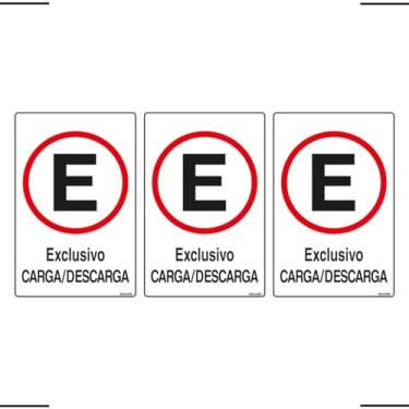 Imagem de Combo 3 Placas De Sinalização Estacionamento Exclusivo Carga/Descarga 20x30 Ekomunike - P-1/1 F9e