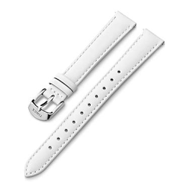 Imagem de Timex Pulseira de couro legítimo de 14 mm – Cinza, com fivela de ouro rosa, Branco/Prateado