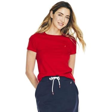 Imagem de Nautica Camiseta feminina clássica gola redonda J-Class, (Coleção de algodão 2024) Tomales Red, GG