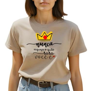 Imagem de Camiseta T-shirt Feminina Estampado Mulher Poderosa Blusinha Camisa Moda Plus Size CF01-011 (Caqui, M)