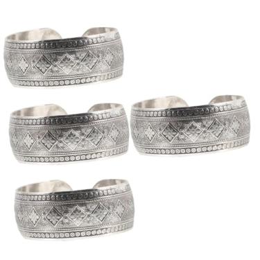 Imagem de TENDYCOCO 4 pçs pulseira larga aberta feminina pulseiras da moda para mulheres pulseira para mulheres pulseira de moda feminina corrente de pulso retrô pulseira feminina moda pulseira liga Miss cuff,