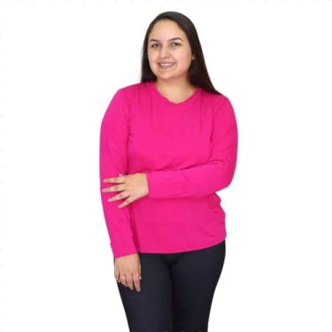 Imagem de Camiseta Blusa Feminina Segunda Pele Térmica de Frio Manga Longa Plus Size (Rosa, GG)