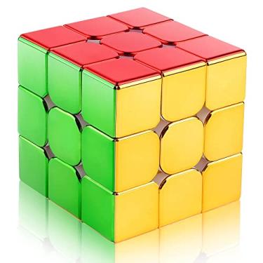 Imagem de D-FantiX Magnetic Mirror Reflective Speed Cube 3x3x3, Cyclone Boys Original Stickerless Magic Cube, 3D Brain Teaser Fidget Cube, Personalized Shiny Cube Puzzles Gift for Kids Adults (56mm)