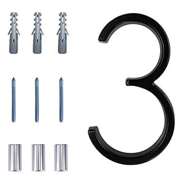 Imagem de Números de casa modernos flutuantes de 12,7 cm, número de endereço residencial de liga de zinco Deamos para fora da casa com acabamento de tinta reflexiva preto, suporte flutuante ou montagem embutida