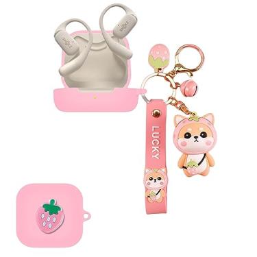 Imagem de SKPY Capa fofa de cachorro compatível com SHOKZ OpenFit, pingente de desenho animado legal de silicone macio com capa de chaveiro para meninos, meninas, mulheres, homens e adolescentes