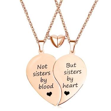 Imagem de MJartoria Colar BFF para 2 - Colar de coração combinando com pingente de melhores amigos, conjunto de 2 presentes para mulheres, 18 inches, Aço inoxidável, Sem Pedra Preciosa