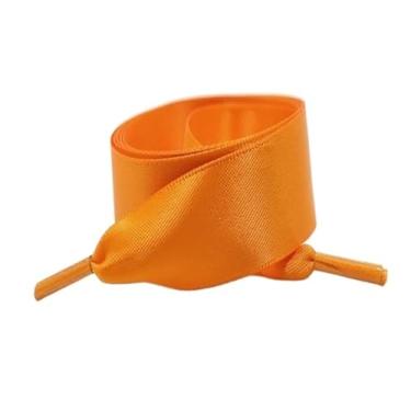 Imagem de 1Pair Satin Shoe Laces Flat Silk Ribbon Shoelaces Width Boots Sneakers Laces For Shoes Length (Color : Orange, Size : 100cm)
