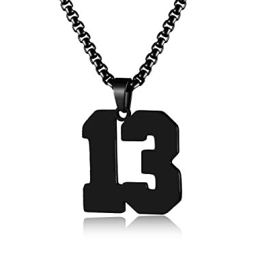 Imagem de HSWYFCJY Colar com números de ouro para homens, pingente de corrente de números de atletas de aço inoxidável, joia esportiva personalizada para meninos, basquete, beisebol, futebol, hóquei no gelo