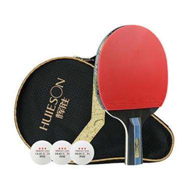 Imagem de Raquete Classineta Carbono Profissional Tênis de Mesa Ping Pong Huieson 4 Estrelas + Raqueteira + 3 Bolas