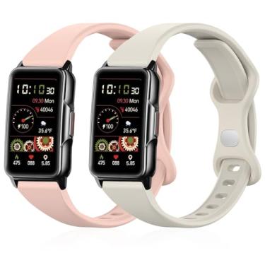 Imagem de Lzwldan Pacote com 2 pulseiras finas para relógio inteligente Mindrose H80 de 3,7 cm, pulseiras esportivas de silicone macio para monitor Mindrose H80 IP68 para mulheres e homens