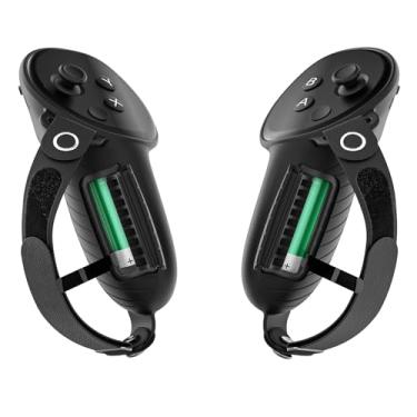 Imagem de UPOK Controller Grips Accessories for Meta/Oculus Quest 3 - Touch Handles Silicone Protector with Battery Opening | PU Active Knuckle Straps Reduce Pressure | Adjust Fit Adult/Kid Hands Used