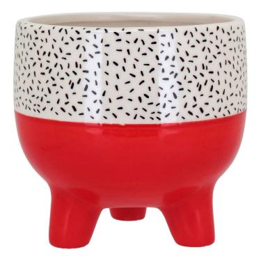 Imagem de CACHEPÔ CERÂMICA 15x16x16cm VERMELHO VASO DECORATIVO PLANTA