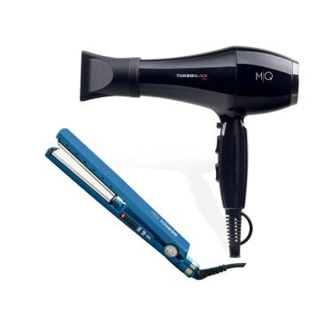 Imagem de Kit Mq - Secador Cabelo Turbo Black 2400W 127V + Chapinha Prancha Alisadora Titanium Blue 450°