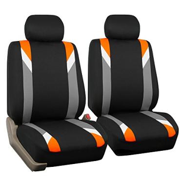 Imagem de FH Group Conjunto de capas de assento de carro de pano frontal para assentos de carro com encosto de cabeça removível, ajuste universal, capa de assento de carro compatível com airbag para SUV, Sedan,