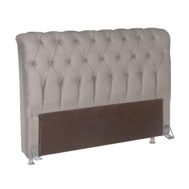 Imagem de Cabeceira para Cama Box Casal Bom Pastor Sofistic Estofada Veludo Luxo Creme
