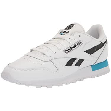 Imagem de Reebok Tênis de couro clássico unissex para adultos, Branco/preto/água-marinha radiante, 5 Women/3.5 Men