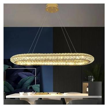 Imagem de Lustres de teto LED modernos em formato de círculo, luminária pendente de luxo em formato de anel, luminária suspensa para sala de estar e jantar de alta qualidade, lustre de teto LED