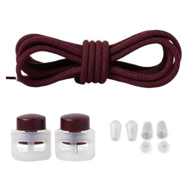 Imagem de Elastic Laces Sneakers Round Rubber Bands No Tie Shoelaces Unisex Basketball Shoe Laces Children Free Tie Shoestrings(Wine red)