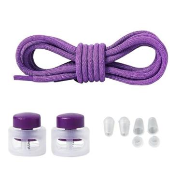 Imagem de Elastic Laces Sneakers Round Rubber Bands No Tie Shoelaces Unisex Basketball Shoe Laces Children Free Tie Shoestrings(PURPLE)