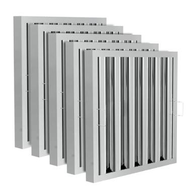 Imagem de Filtro de exaustor de cozinha comercial de aço inoxidável, filtro de graxa para exaustores de restaurante, listado UL/NSF, 49,5 L x 49,5 cm A, 5 sulcos filtros de exaustor (pacote com 5)