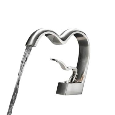 Imagem de Torneira de banheiro cinza-arma, torneira de pia de banheiro dourada escovada, água fria e quente, torneira de pia preta, torneiras de lavagem montadas no deck, níquel