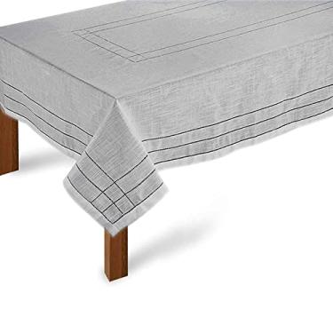 Imagem de Toalha de mesa Veneza retangular para 8 lugares com ponto ajour feito a mão cinza - Rafimex