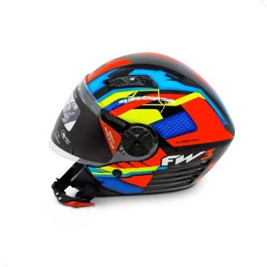 Imagem de Capacete de Moto FW3 Automático Modelo X Open UP Fox, Laranja/Amarelo/