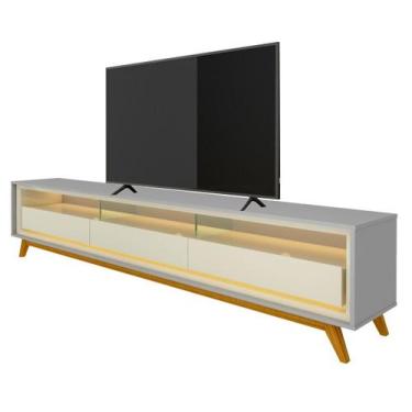 Imagem de Rack para TV 2.2 Retrô com LED Requinte Cinza com Off White - Gelius M