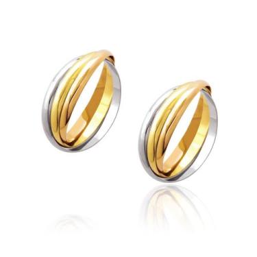 Imagem de Par de Alianças de Casamento Tripla Ouro 18k Três Cores 2,5mm X 3 , co