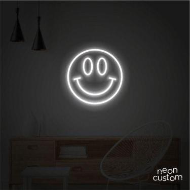 Imagem de luminaria letreiro Neon Led Smile 30x30 luminoso decoração p/ selfie -