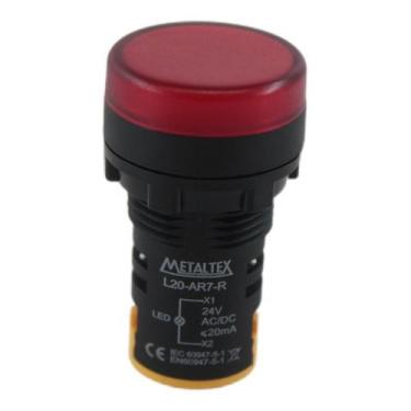 Imagem de Sinaleiro LED 24v Vermelho IP65 Metaltex, Vermelho e Preto