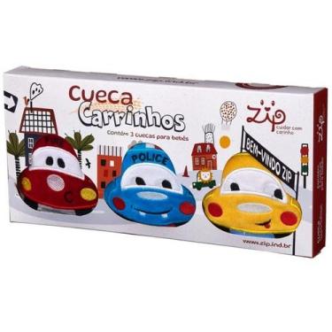 Imagem de Kit com 3 Cuecas Infantil Carros ZIP, 6-12 MESES