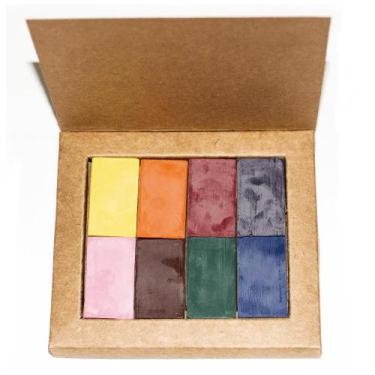 Imagem de Giz De Cera De Abelha Apiscor Blocos Waldorf Caixa 8 Cores